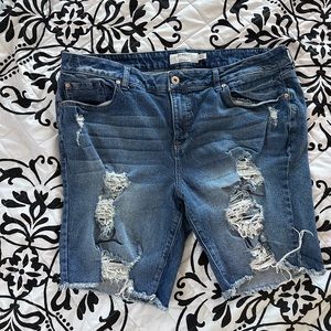 Torrid high rise distressed Bermuda cutoff shorts Size 20 - 9” inseam